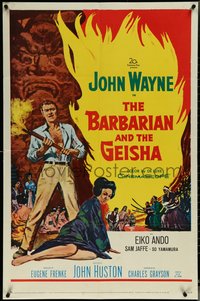 6p0908 BARBARIAN & THE GEISHA 1sh 1958 John Huston, art of John Wayne with torch & Eiko Ando!