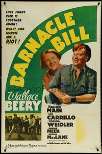 6p0909 BARNACLE BILL style D 1sh 1941 sailor Wallace Beery w/ Marjorie Main & fighting on dock!