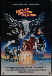 6p0910 BATTLE BEYOND THE STARS 1sh 1980 Richard Thomas, Robert Vaughn, Gary Meyer sci-fi art!