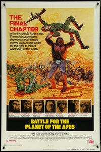 6p0911 BATTLE FOR THE PLANET OF THE APES 1sh 1973 Tanenbaum art of war between apes & humans!