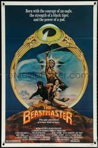 6p0912 BEASTMASTER 1sh 1982 Taylor art of bare-chested Marc Singer & sexy Tanya Roberts!