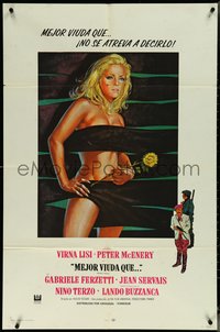 6p0915 BETTER A WIDOW Spanish/US 1sh 1969 completely different and very sexy art of Virna Lisi!