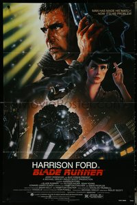 6p0924 BLADE RUNNER NSS style 1sh 1982 Ridley Scott sci-fi classic, art of Harrison Ford by Alvin!