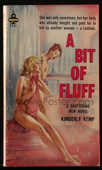 6p1375 BIT OF FLUFF paperback book 1963 Paul Rader art of sexy naked lesbians, ultra rare!