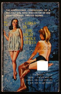 6p1381 GIRLS IN THE HIGH SPIKE HEELS paperback book 1963 Weaver art of sex-mad girl, ultra rare!