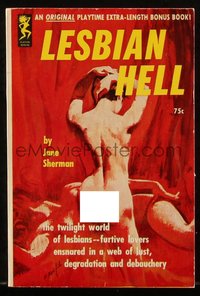 6p1386 LESBIAN HELL paperback book 1963 Bonfils nude art, ensnared in a web of lust, ultra rare!