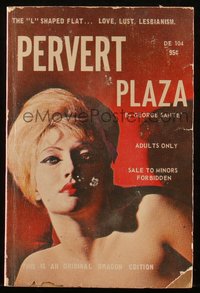 6p1392 PERVERT PLAZA paperback book 1965 love, lust, lesbianism, sexy cover art, ultra rare!