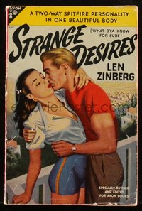 6p1396 STRANGE DESIRES paperback book 1949 spitfire personality in a beautiful body, ultra rare!