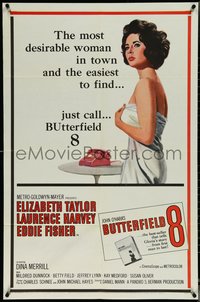 6p0940 BUTTERFIELD 8 1sh 1960 call girl Elizabeth Taylor is most desirable & easiest to find!