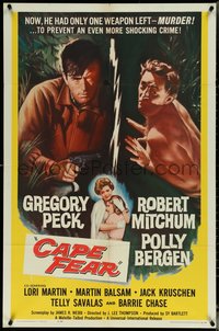 6p0944 CAPE FEAR 1sh 1962 Gregory Peck, Robert Mitchum, Polly Bergen, classic film noir!