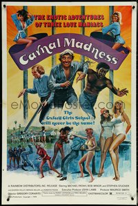 6p0945 CARNAL MADNESS 1sh 1975 artwork of sexy immoral females by Chet Collom, ultra rare!