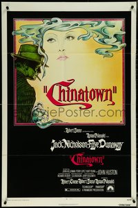 6p0951 CHINATOWN 1sh 1974 Roman Polanski, Jim Pearsall art of smoking Jack Nicholson & Faye Dunaway!