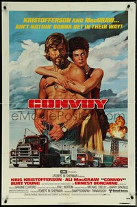 6p0963 CONVOY 1sh 1978 Gadino art of barechested trucker Kris Kristofferson & sexy Ali McGraw!