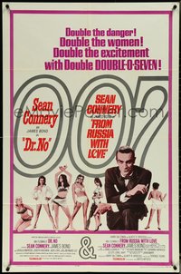 6p0985 DR. NO/FROM RUSSIA WITH LOVE 1sh 1965 Sean Connery is James Bond, double danger & excitement!