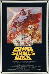 6p0994 EMPIRE STRIKES BACK NSS style 1sh R1981 George Lucas sci-fi classic, cool artwork by Tom Jung!