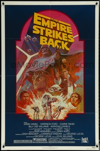 6p0995 EMPIRE STRIKES BACK NSS style 1sh R1982 George Lucas sci-fi classic, cool artwork by Tom Jung!