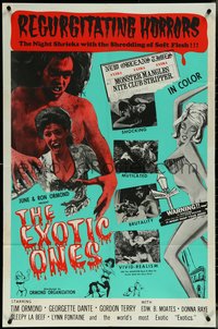 6p1003 EXOTIC ONES 1sh 1968 wacky creature mangles strippers, rare white/red title!