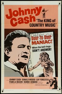 6p1012 FIVE MINUTES TO LIVE 1sh R1969 first Johnny Cash, he is the crazy Door-to-Door Maniac, rare!