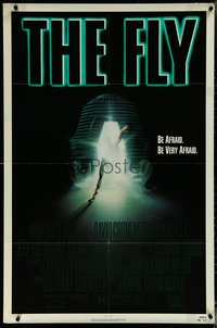 6p1014 FLY 1sh 1986 David Cronenberg, Jeff Goldblum, Geena Davis, cool creepy sci-fi art by Mahon!