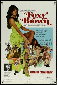 6p1018 FOXY BROWN 1sh 1974 don't mess with Pam Grier, meanest chick in town, she'll put you on ice!