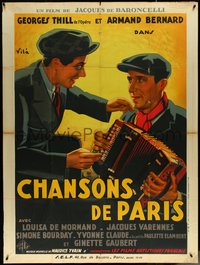 6p0116 CHANSONS DE PARIS French 1p 1934 Vila art of Georges Thill & Bernard with accordion, rare!