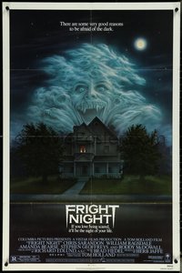 6p1020 FRIGHT NIGHT 1sh 1985 Sarandon, McDowall, best classic horror art by Peter Mueller!