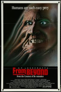 6p1022 FROM BEYOND 1sh 1986 H.P. Lovecraft, wild sci-fi horror image, humans are such easy prey!