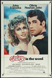 6p1037 GREASE 1sh 1978 c/u of John Travolta & Olivia Newton-John in a most classic musical!