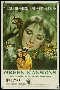 6p1038 GREEN MANSIONS 1sh 1959 art of Audrey Hepburn & Anthony Perkins by Joseph Smith!