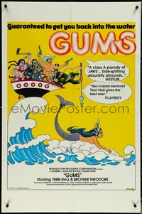 6p1040 GUMS 1sh 1976 sexy Jaws parody, wacky P.S. Bramley art of mermaid!