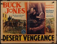 6p0179 DESERT VENGEANCE 1/2sh 1931 Buck Jones on horseback, with guns, & rescuing girl, ultra rare!