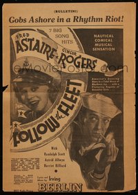 6p0263 FOLLOW THE FLEET 12x16 herald 1936 Fred Astaire & Ginger Rogers, Irving Berlin, ultra rare!