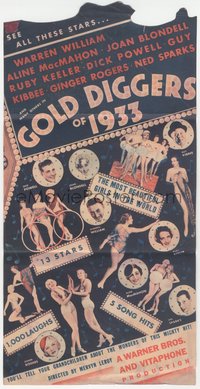 6p1349 GOLD DIGGERS OF 1933 die-cut herald 1933 great images of sexy showgirls, Busby Berkeley!