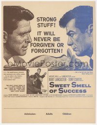 6p1367 SWEET SMELL OF SUCCESS herald 1957 Burt Lancaster as Hunsecker, Tony Curtis as Sidney Falco!