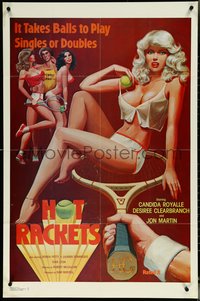 6p1057 HOT RACKETS 1sh 1979 art of sexy half-naked woman on tennis racket, singles or doubles!