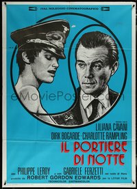 6p0408 NIGHT PORTER Italian 1p 1974 different yin-yang art of Dirk Bogarde & Charlotte Rampling!