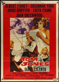 6p0155 TOM JONES Italian 1p 1964 Albert Finney, great different cartoon art, ultra rare!