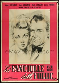 6p0414 ZIEGFELD GIRL Italian 1p R1954 Campeggi portrait art of Stewart & Lana Turner, ultra rare!