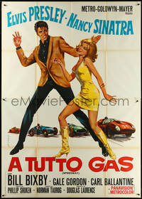 6p0170 SPEEDWAY Italian 2p 1968 Elvis Presley dancing with sexy Nancy Sinatra by Stefano, rare!