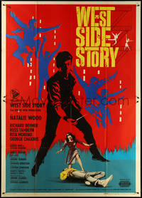 6p0174 WEST SIDE STORY Italian 2p R1964 Academy Award winning classic musical, different Nano art!