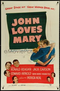 6p1080 JOHN LOVES MARY 1sh 1949 Ronald Reagan, Jack Carson, Patricia Neal, romantic artwork!