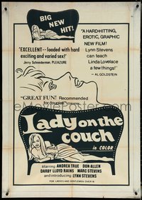 6p1089 LADY ON THE COUCH 1sh 1974 introducing sexy Lynn Stevens, great art, ultra rare!