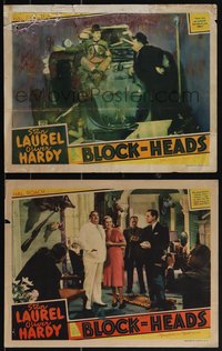 6p0874 BLOCK-HEADS 2 LCs 1938 90 minutes of joy with wacky Stan Laurel & Oliver Hardy!