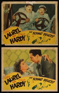 6p0877 FLYING DEUCES 2 LCs 1939 great images of Laurel & Hardy + Jean Parker & Reginald Gardiner!