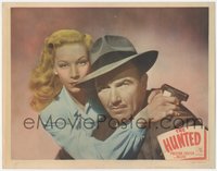 6p0666 HUNTED LC #3 1948 best portrait of Preston Foster & sexy Belita with gun in hand!