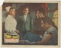 6p0700 PANIC IN THE STREETS LC #5 1950 Elia Kazan, Zero Mostel, Jack Palance & nurse, Elia Kazan!