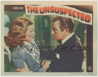 6p0735 UNSUSPECTED LC #5 1947 c/u of Claude Rains grabbing scared Joan Caulfield, Curtiz film noir!