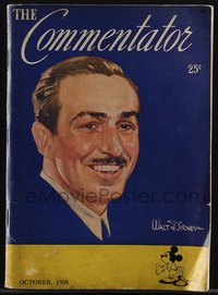 6p1318 COMMENTATOR magazine Oct 1938 art of Walt Disney & Mickey Mouse by Stephen Grout, ultra rare!