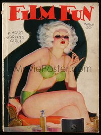 6p0439 FILM FUN magazine March 1935 great Enoch Bolles-like sexy cover art of barely dressed woman!