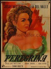 6p0351 PEREGRINA Mexican poster 1951 close-up artwork of Lilia del Valle from Caballero, rare!